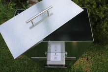 Load image into Gallery viewer, Easy to load feed storage. Holds 2 full 20kg bags of feed that dispenses down the hopper as needed. has an eyebolt to use to fix the feeder to a wall or fence to prevent falling over in incremental weather.